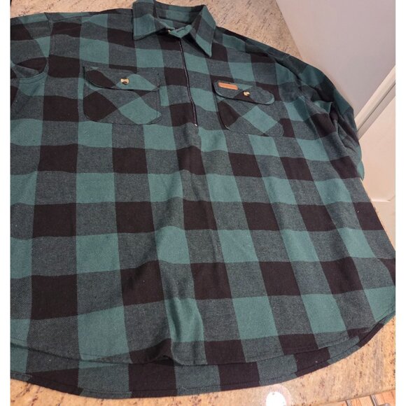 Hickory Shirt Co Pullover Mens XL Green Buffalo Plaid 1/2 Zip Flannel Outdoors - Picture 5 of 13